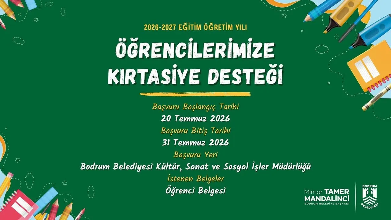 Bodrum Belediyesi'nden Öğrencilere Ücretsiz Kırtasiye Desteği!